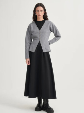 Gebreid vest met V-hals