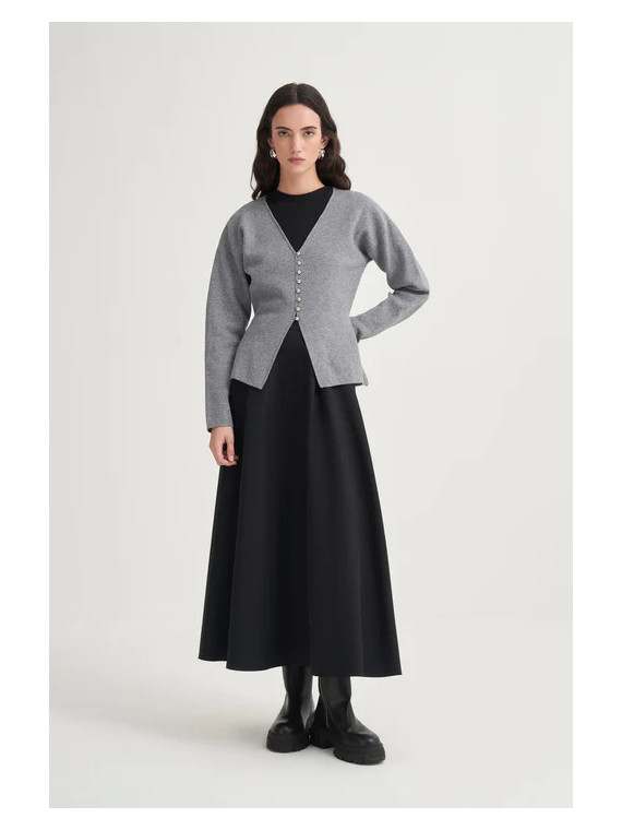Gebreid vest met V-hals