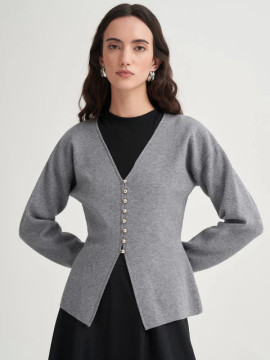 Gebreid vest met V-hals