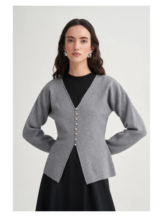 Gebreid vest met V-hals