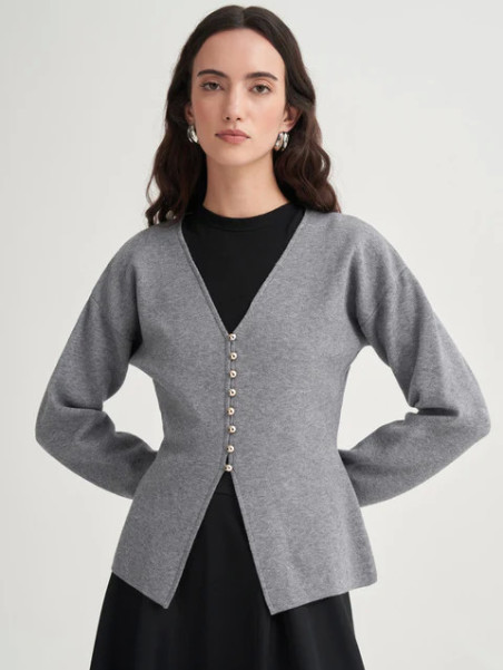 Gebreid vest met V-hals