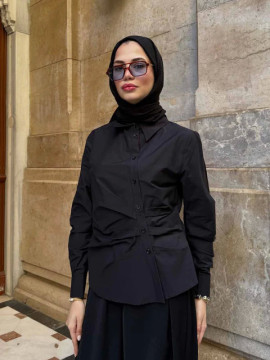 Vesna Design kort shirt met plooien