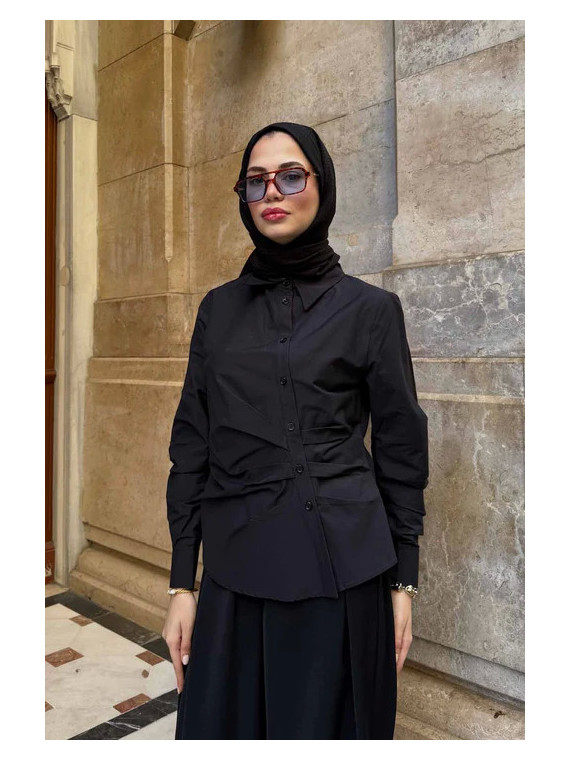 Vesna Design kort shirt met plooien