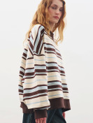 OVERSIZED GESTREEPTE SWEATSHIRT BRUIN