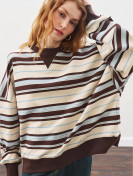 OVERSIZED GESTREEPTE SWEATSHIRT BRUIN