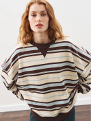 OVERSIZED GESTREEPTE SWEATSHIRT BRUIN