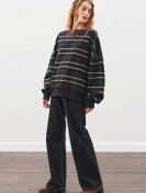 OVERSIZED GESTREEPTE SWEATSHIRT ZWART