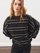 OVERSIZED GESTREEPTE SWEATSHIRT ZWART