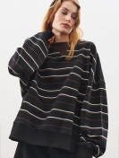 OVERSIZED GESTREEPTE SWEATSHIRT ZWART