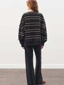 OVERSIZED GESTREEPTE SWEATSHIRT ZWART