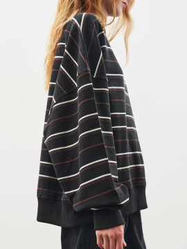OVERSIZED GESTREEPTE SWEATSHIRT ZWART