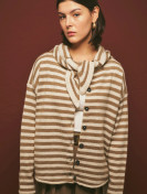 Gestreept vest met sjaaldetails, beige