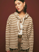 Gestreept vest met sjaaldetails, beige