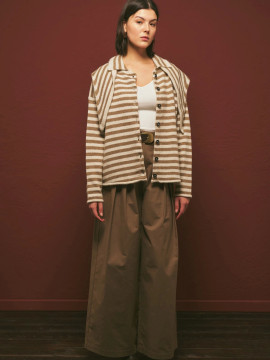 Gestreept vest met sjaaldetails, beige