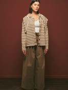 Gestreept vest met sjaaldetails, beige