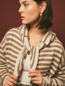 Gestreept vest met sjaaldetails, beige