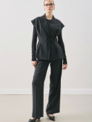 manuka Gegoten Tencel Gilet met Riem Zwart
