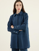 Minikterzi Marineblauwe patchwork blouse en flared broek van 100% linnen
