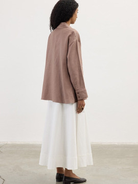 Minikterzi linen crisscross buttoned shirt and trousers