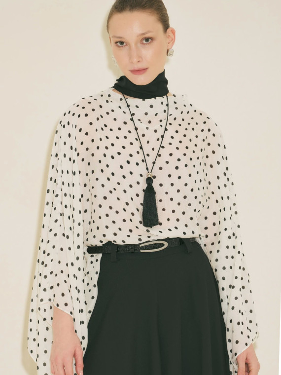 Blouse with Scarf Detail and Pattern