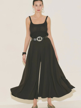 Skirt-shaped wide pants brown
