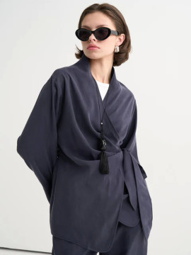 Vesna Design Gedrapeerde wikkelblouse met broek