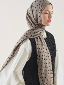Fresh Scarfs Kleine Rami Hijab met stippenpatroon in taupe