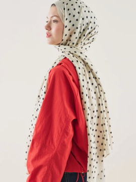 Fresh Scarfs Kleine Rami hijab met stippenpatroon in beige