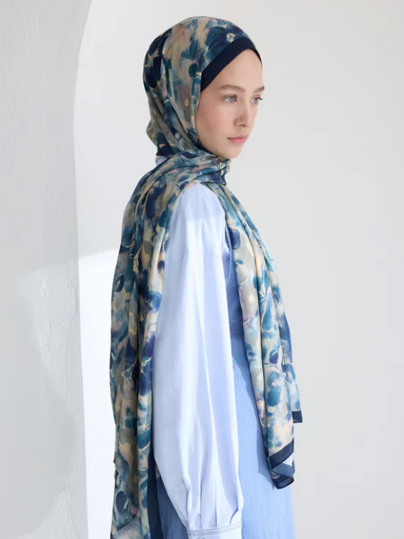 fresh Scarfs Hibiscus Beauty Floss Viscose Hijab Indigo