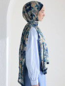 fresh Scarfs Hibiscus Beauty Floss Viscose Hijab Indigo