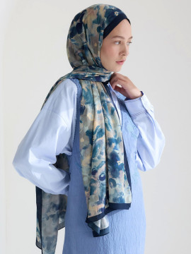 Fresh Scarfs Hibiscus Beauty Floss Viskon Başörtüsü İndigo