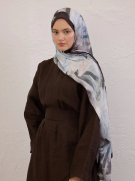 Fresh Scarfs Gardenia Patterned Rami Hijab Soft Blue