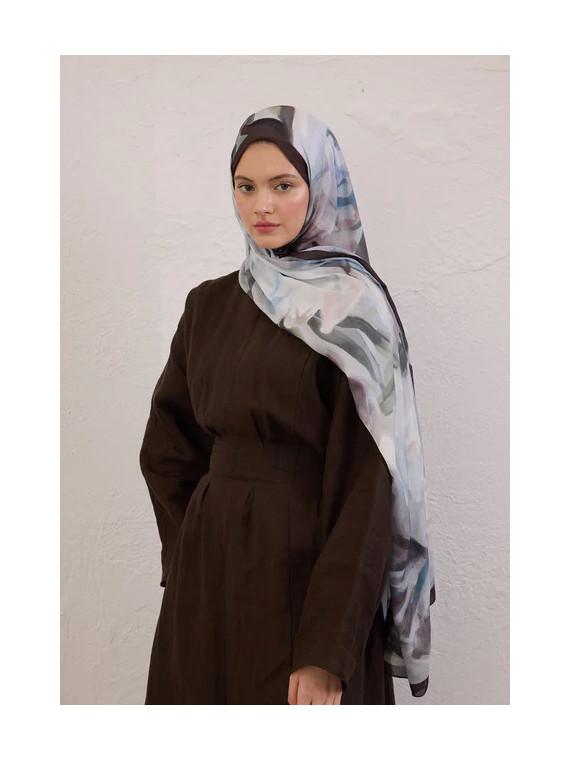 Fresh Scarfs Gardenia-patroon Rami Hijab Zachtblauw