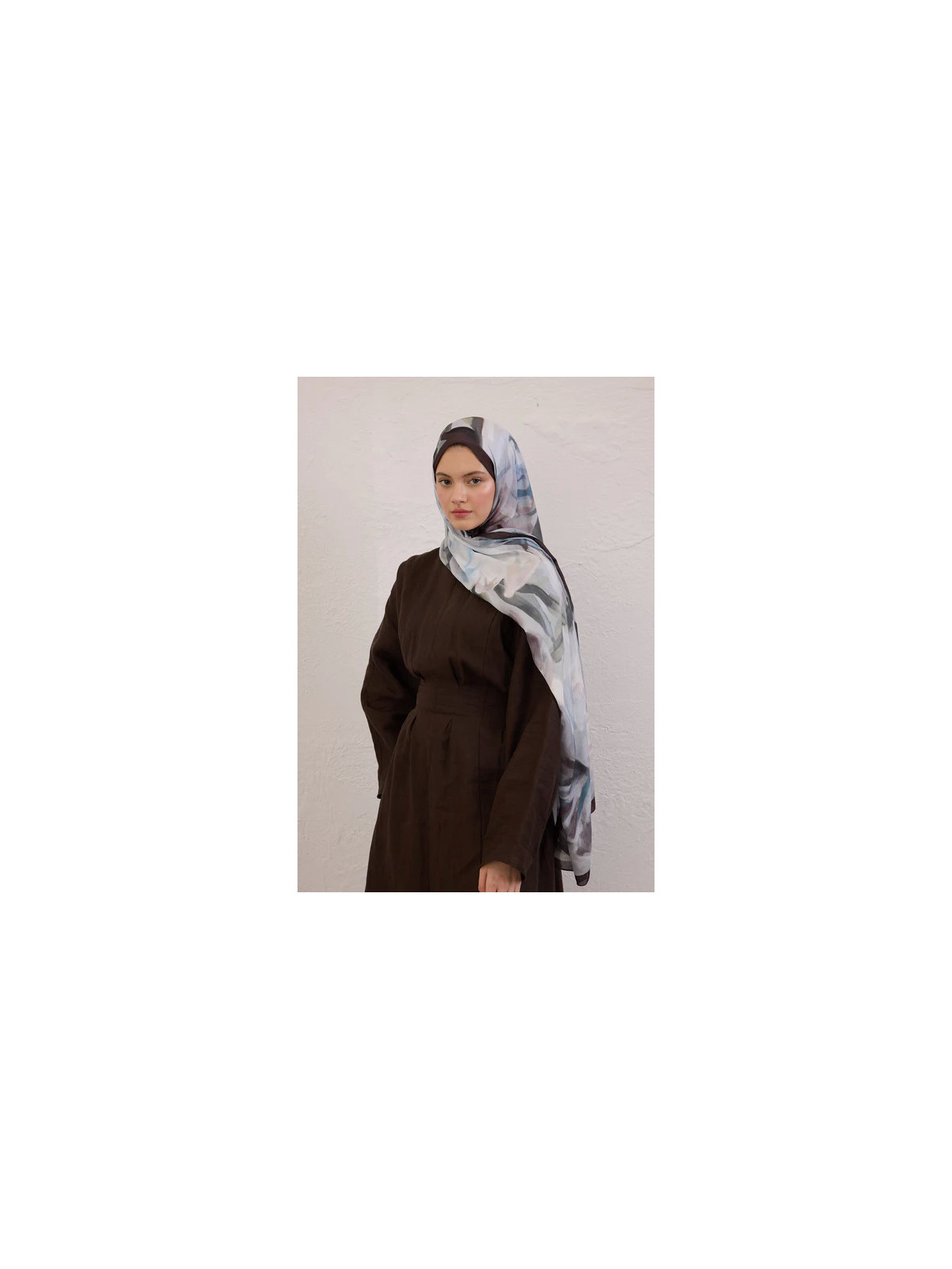 Fresh Scarfs Gardenia-patroon Rami Hijab Zachtblauw