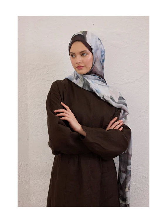 Fresh Scarfs Gardenia-patroon Rami Hijab Zachtblauw