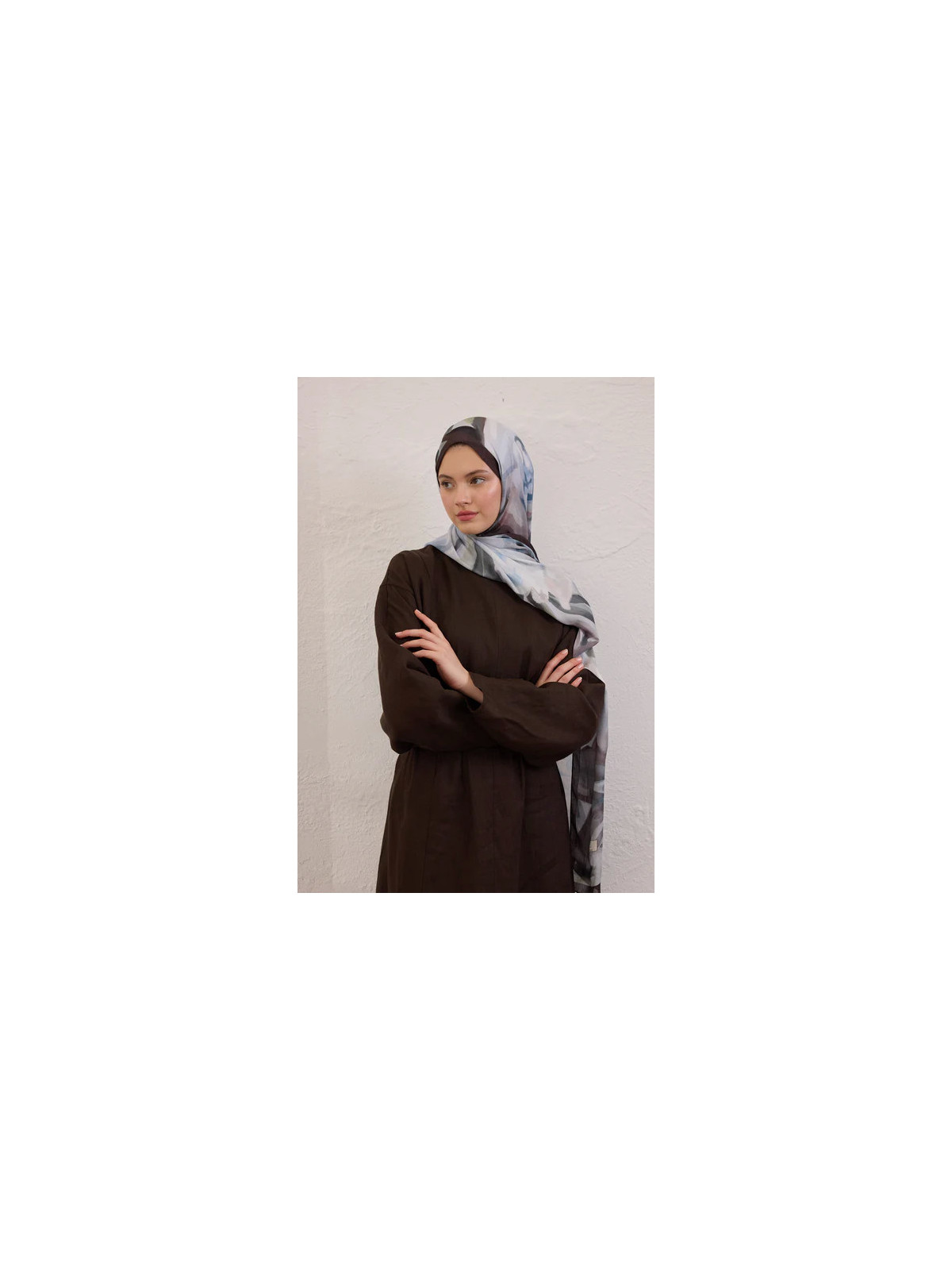 Fresh Scarfs Gardenia-patroon Rami Hijab Zachtblauw