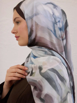 Fresh Scarfs Gardenia-patroon Rami Hijab Zachtblauw