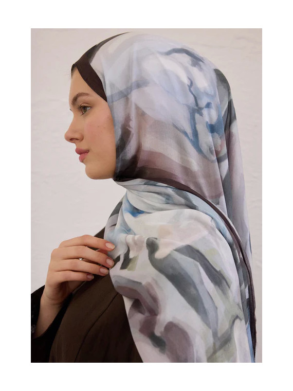 Fresh Scarfs Gardenia-patroon Rami Hijab Zachtblauw