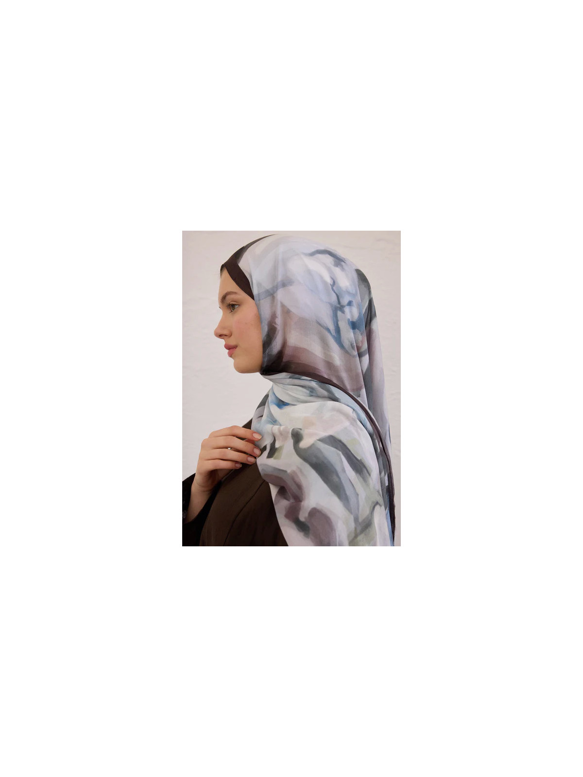 Fresh Scarfs Gardenia-patroon Rami Hijab Zachtblauw