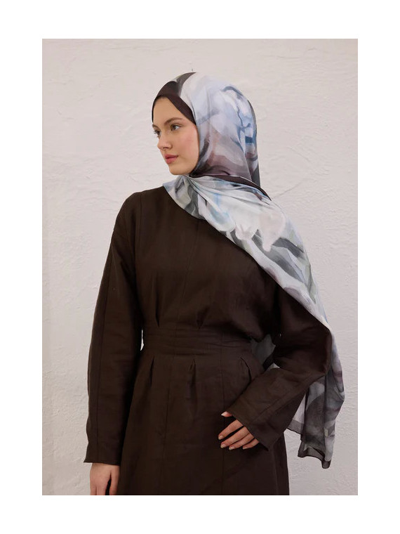 Fresh Scarfs Gardenia-patroon Rami Hijab Zachtblauw