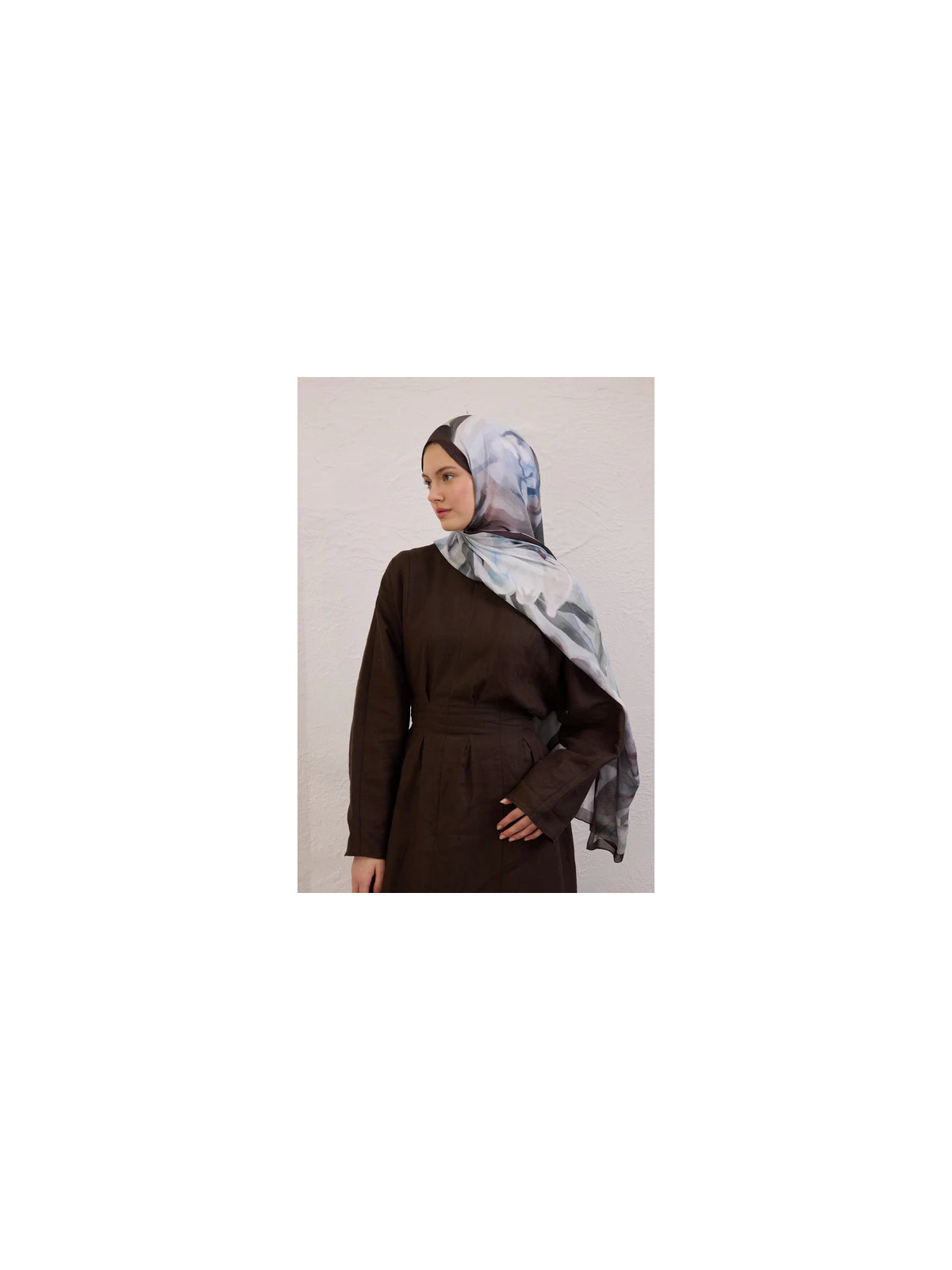 Fresh Scarfs Gardenia-patroon Rami Hijab Zachtblauw