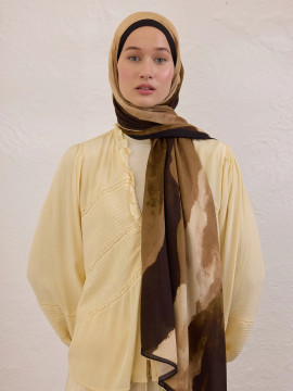 Fresh Scarfs Color Waves Patterned Rami Hijab Khaki