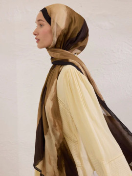 Fresh Scarfs Color Waves Patterned Rami Hijab Khaki