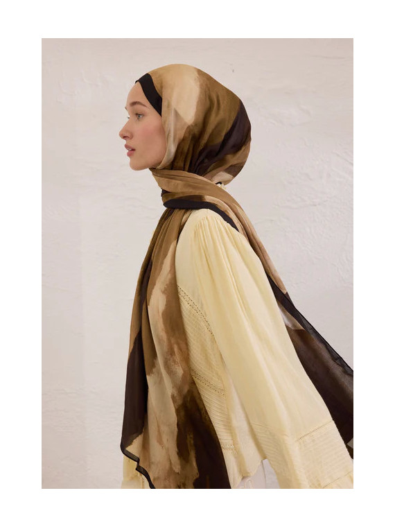 Fresh Scarfs Kleurgolvenpatroon Rami Hijab Khaki