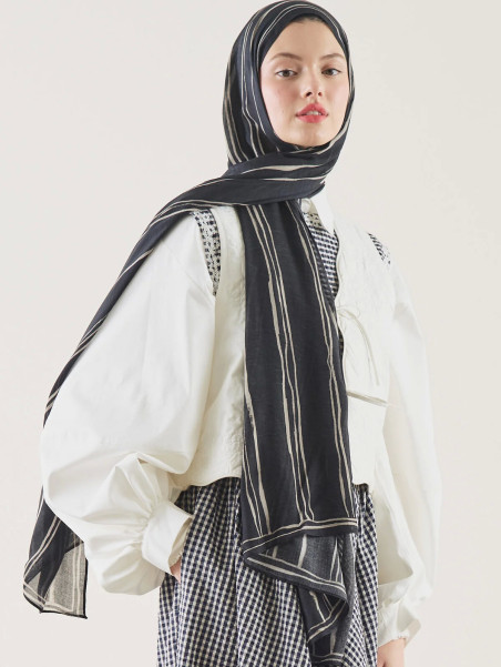 Fresh Scarfs gestreept patroon ramie sjaal