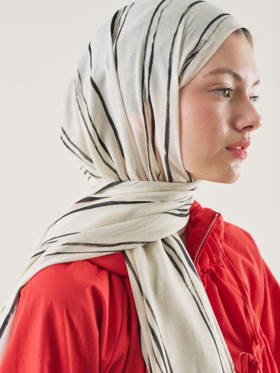 Fresh Scarfs gestreept patroon ramie sjaal