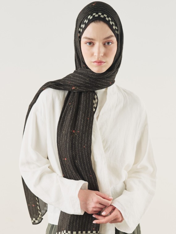 Fresh Scarfs zachte viscose sjaal met tuinpatroon | One Touch Boutique