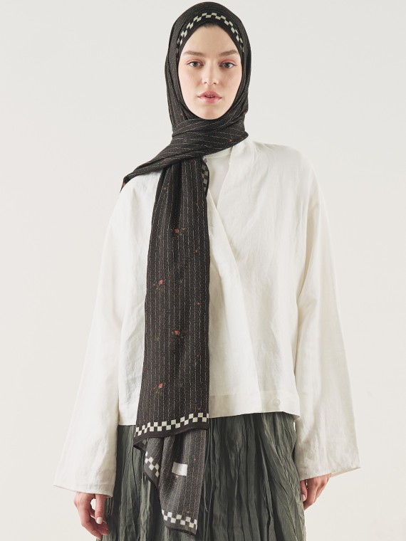 Fresh Scarfs zachte viscose sjaal met tuinpatroon | One Touch Boutique