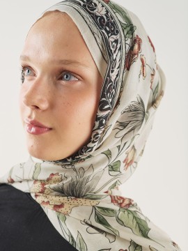 Fresh Scarfs zwarte viscose sjaal met etnisch patroon