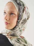 BLACK SHAWL MADE OF SOFT VISCOSE WITH PURE ETHNIC PATTERN